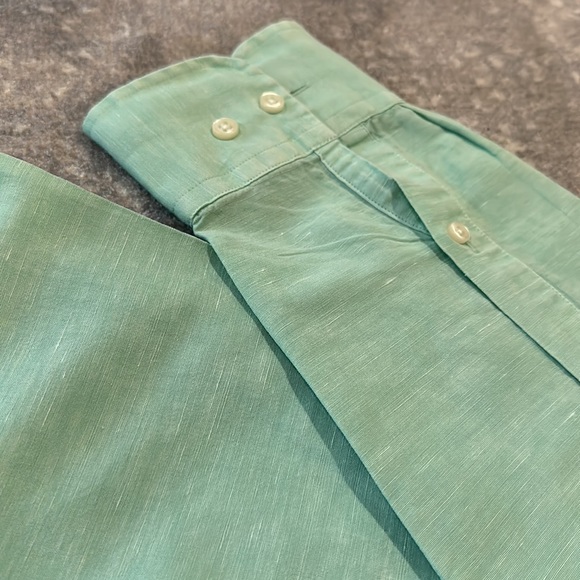 PETER MILLAR LIGHT GREEN LINEN SILK AND COTTON MENS SHIRT - Picture 4 of 13